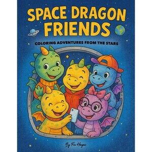 Dragons in Space Coloring Book | Paperback Kids Fantasy Art Activity Gift | NEW